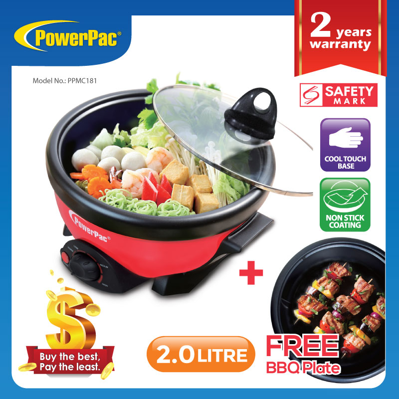 Buy PowerPac Multi Cooker 2L 2in1 Steamboat/BBQ grill (PPMC181) on ezbuy SG