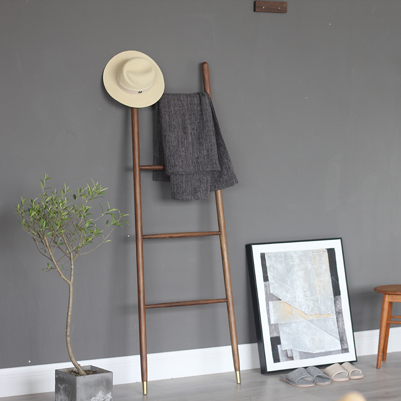 Buy Nordic Floor To Ceiling Ladder Rack Brass Solid Wood Bedroom