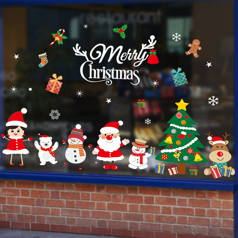 Buy Christmas Stickers Decoration Mall glass window collage scene