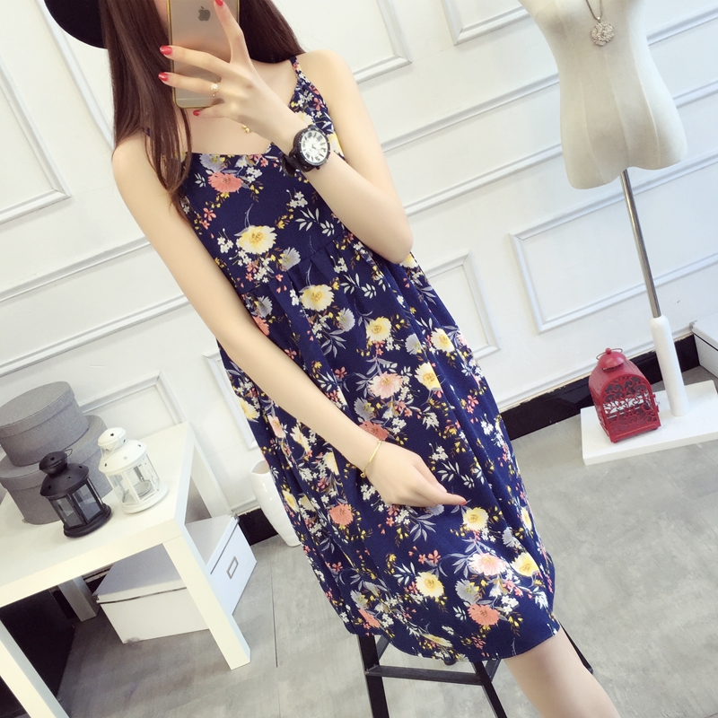 Buy 113 women's wear korean style summer loose sling dress floral