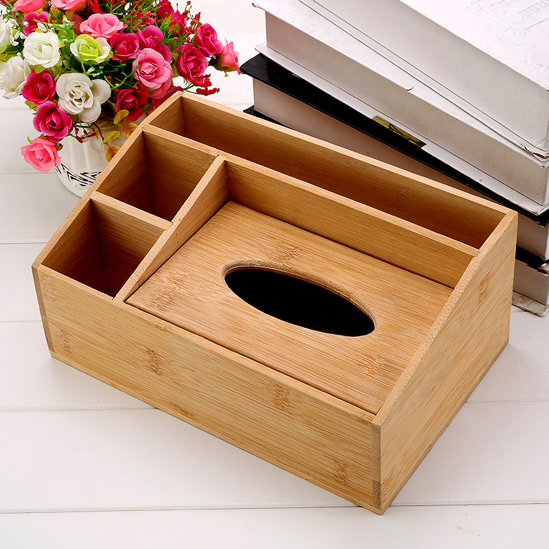 Buy Bamboo Multi-Functional Paper Towel Box Creative Bedroom Living Room Remote 