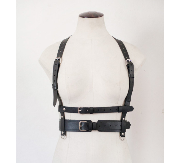 Buy Ladies Basic Style Women Handmade Underbust Waist Belt Pu Leather Harness Body Bondage Cage