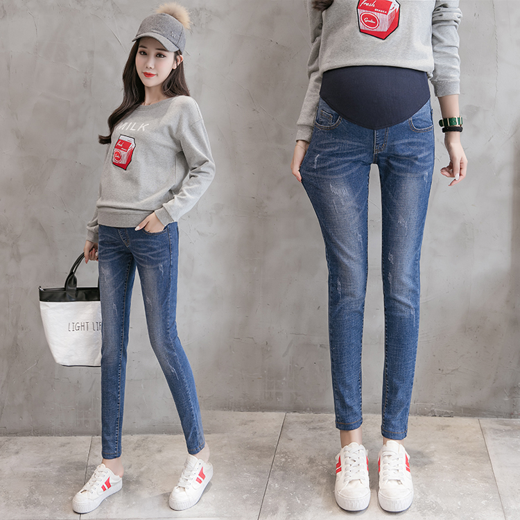 Buy Pregnant Women Pants 19 New Trend Mom Small Feet To The Belly Wearing Jeans Nine Point Pants Pants Hot Mom Toe Pants On Ezbuy Sg