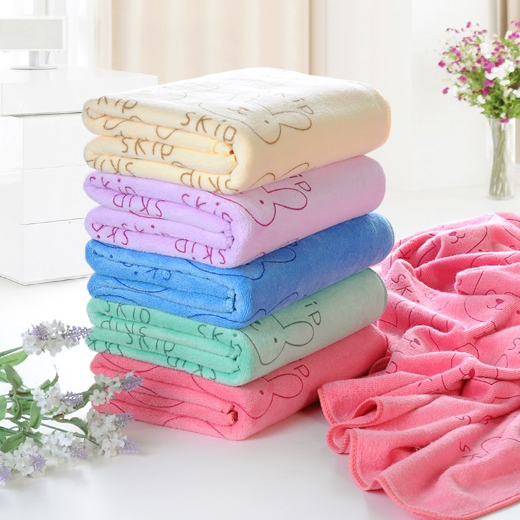 Buy Soft Microfibre Cartoon Bath Towel Quick Dry High Absorbent Cloth Cute  Rabbit Animal Printed Body Towel 70x140cm 280g on ezbuy SG