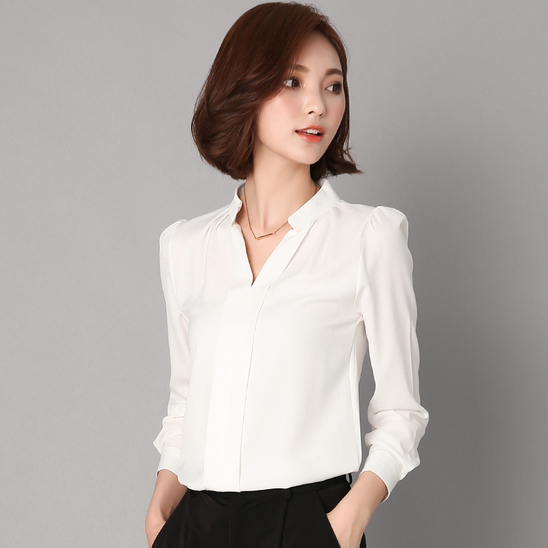 Buy Women Blouse Work Wear Office Shirts Femme V-neck shirts衬衫 on ezbuy SG
