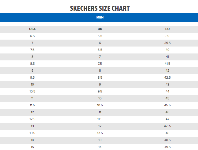 skechers malaysia size chart