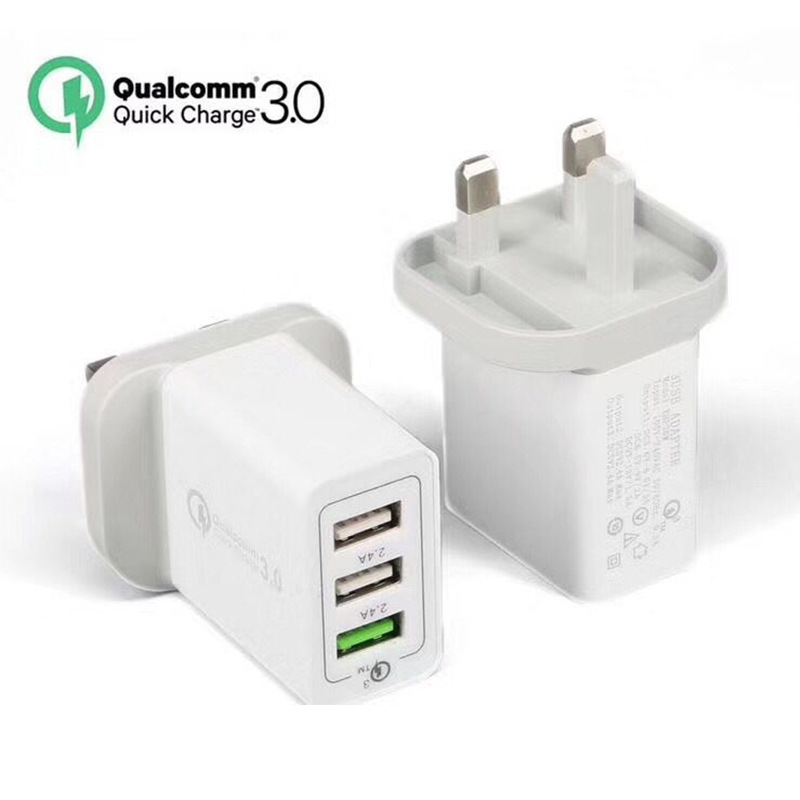 Buy [Happliances] QC3.0 Charger 3 USB English Travel Charger Plug BS ...