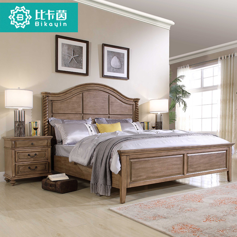 King Solid Wood Bed Modern Light Luxury Bed Leather Double Bed Master Bedroom Simple Wedding Bed European Style Hotel Matching Bed Shopee Malaysia