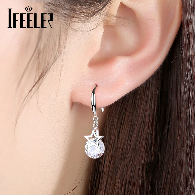 Buy "IFEELER" Korean 925 Silver Women Star Earrings Fashion Crystal