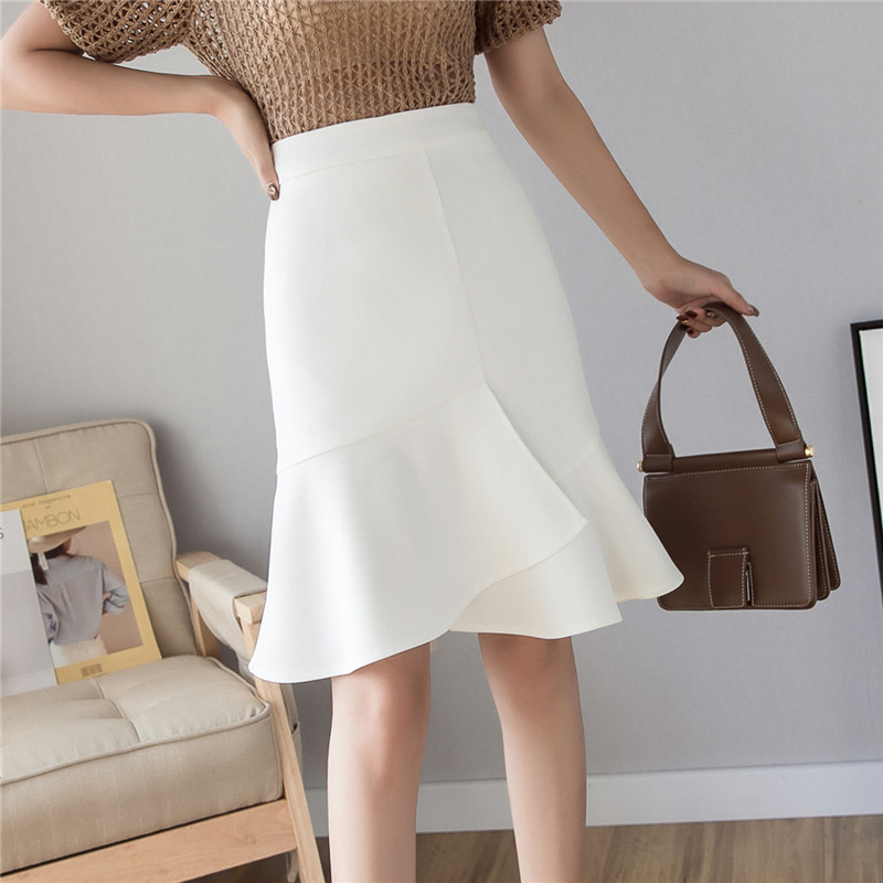 Buy Irregular black high-waisted professional commuter suit skirt ...