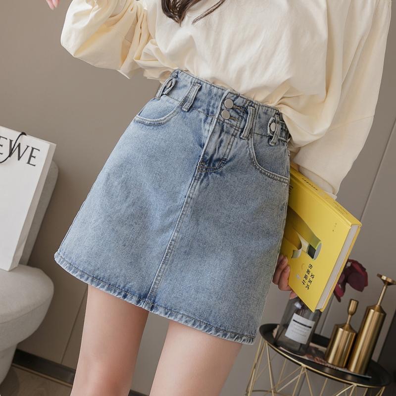 Buy Denim skirt female spring new new student korean style short skirt high  waist loose light-colored dress tide on ezbuy SG