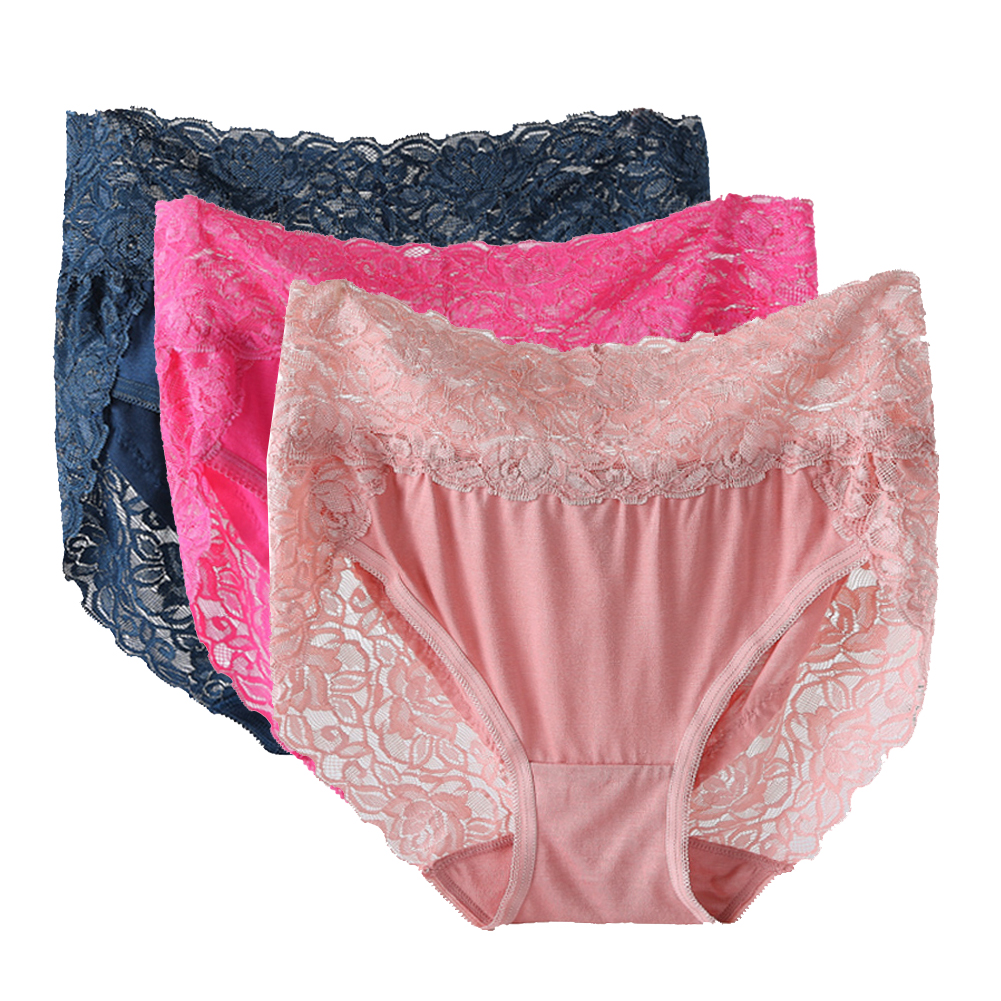 Buy 3Pcs Women s Sexy Lace High Waist Plus Size Women s Panties 7315 1 