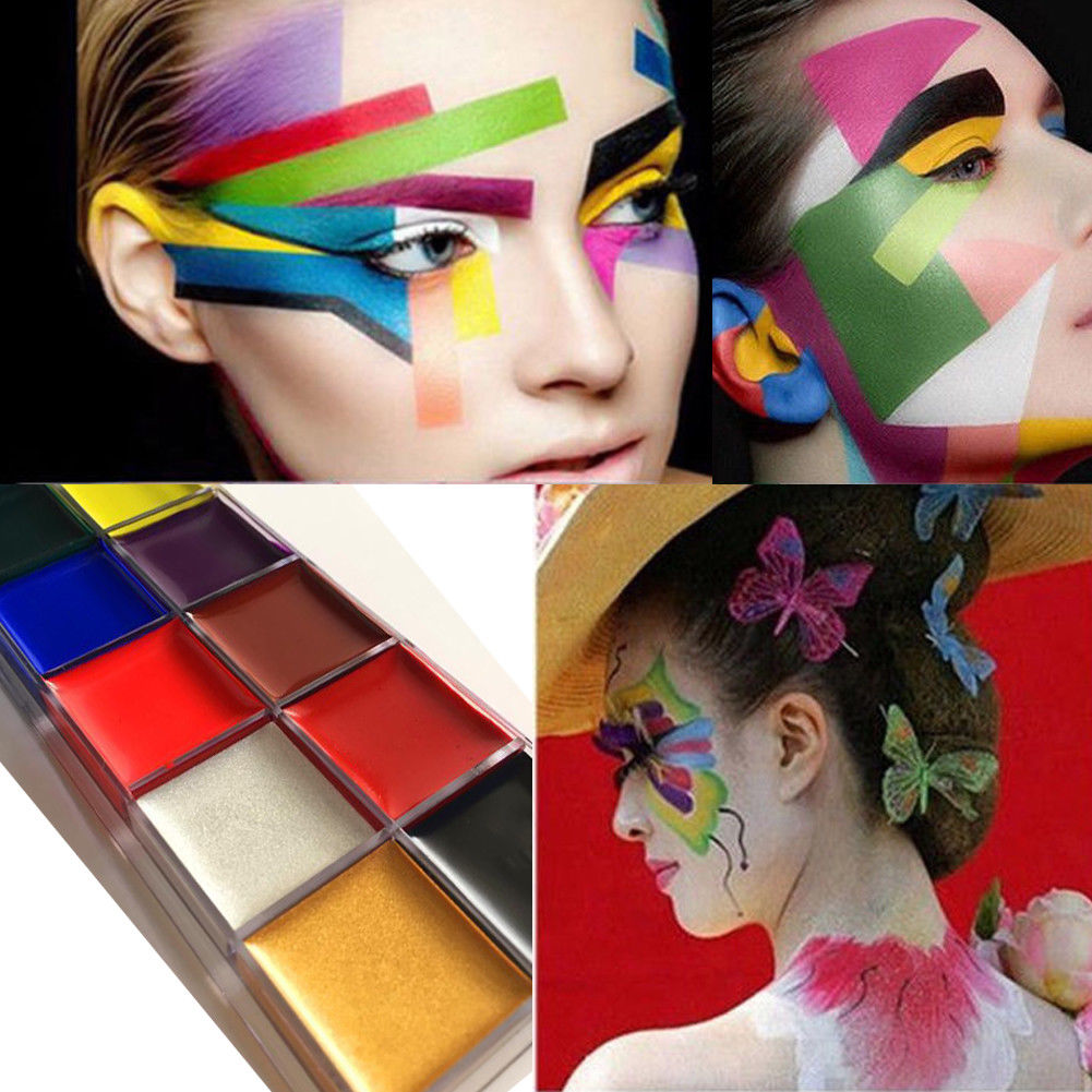 Buy Art 12 Colors Body Face Paint Makeup Painting Pigment Fancy Party ...