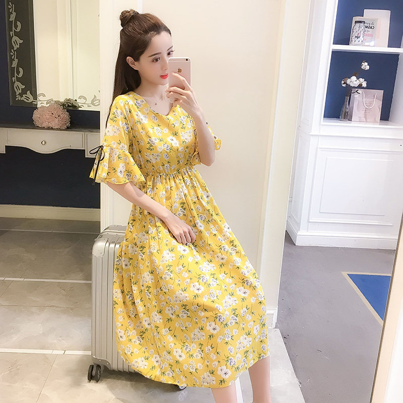 chinese dress ladies Howaii Print Chiffon Formal Dress Ruffled Layers Prom Gown Criss-Cross Straps Prom Dress ARD3095 main image 1