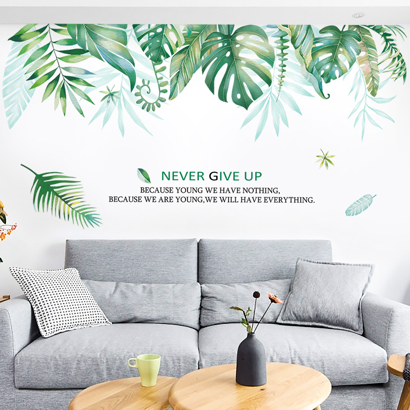 Buy Nordic Home Fresh Large Green Leafy Living Room Bedroom Ins Decorative Background Wall Sticker Wallpaper Self Adhesive Can Be Removed On Ezbuy Sg