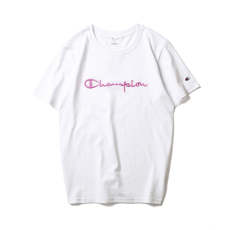 short-sleeved T-shirt pink embroidered 
