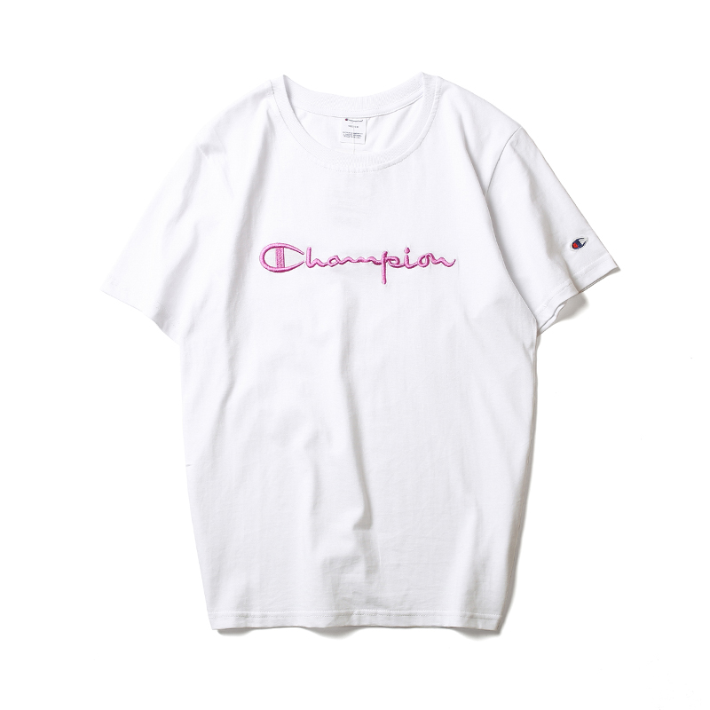 white and pink champion shirt