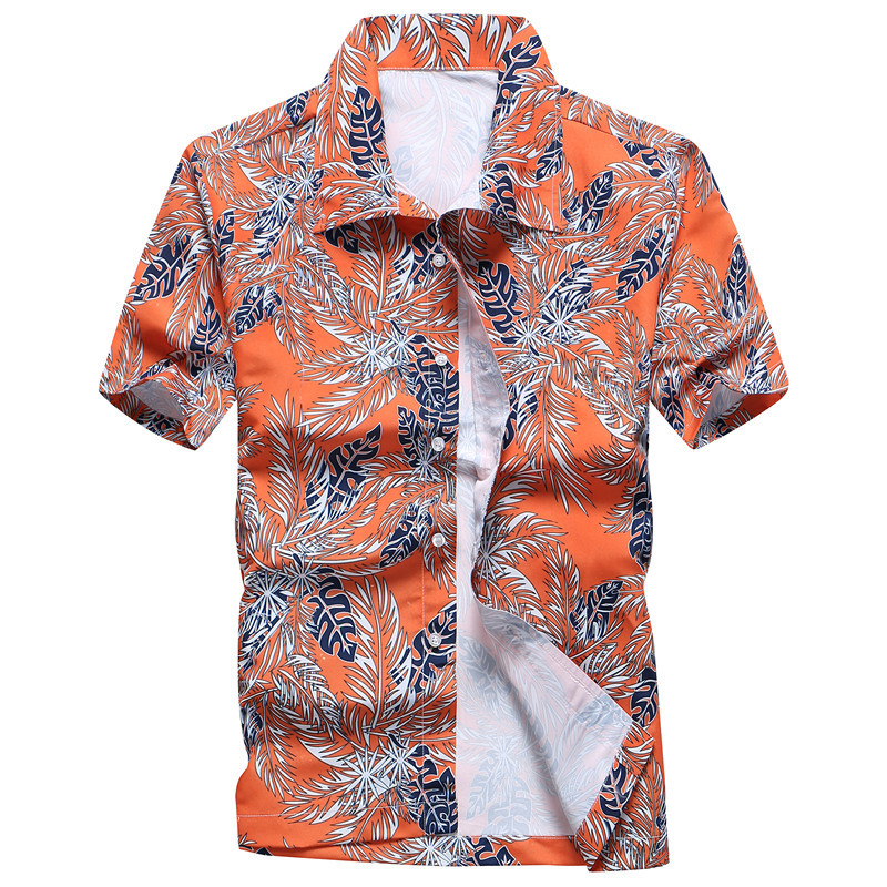 Buy Summer men's print big-size short-sleeve shirts beach-dry baggy ...