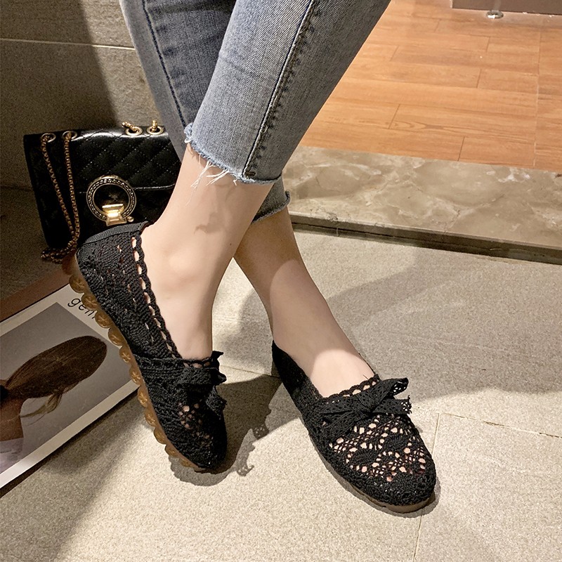 Buy Qiao Aiman cattle gluten soft-soled bean shoes women's 2019 new ...
