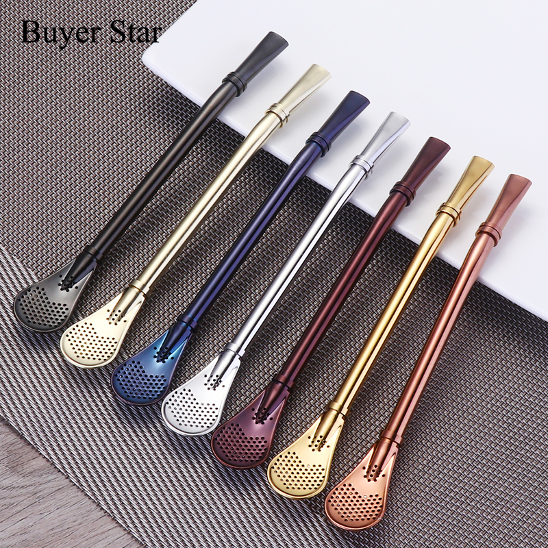 Buy 304 stainless steel straw spoon coffee tea hot drinks children's