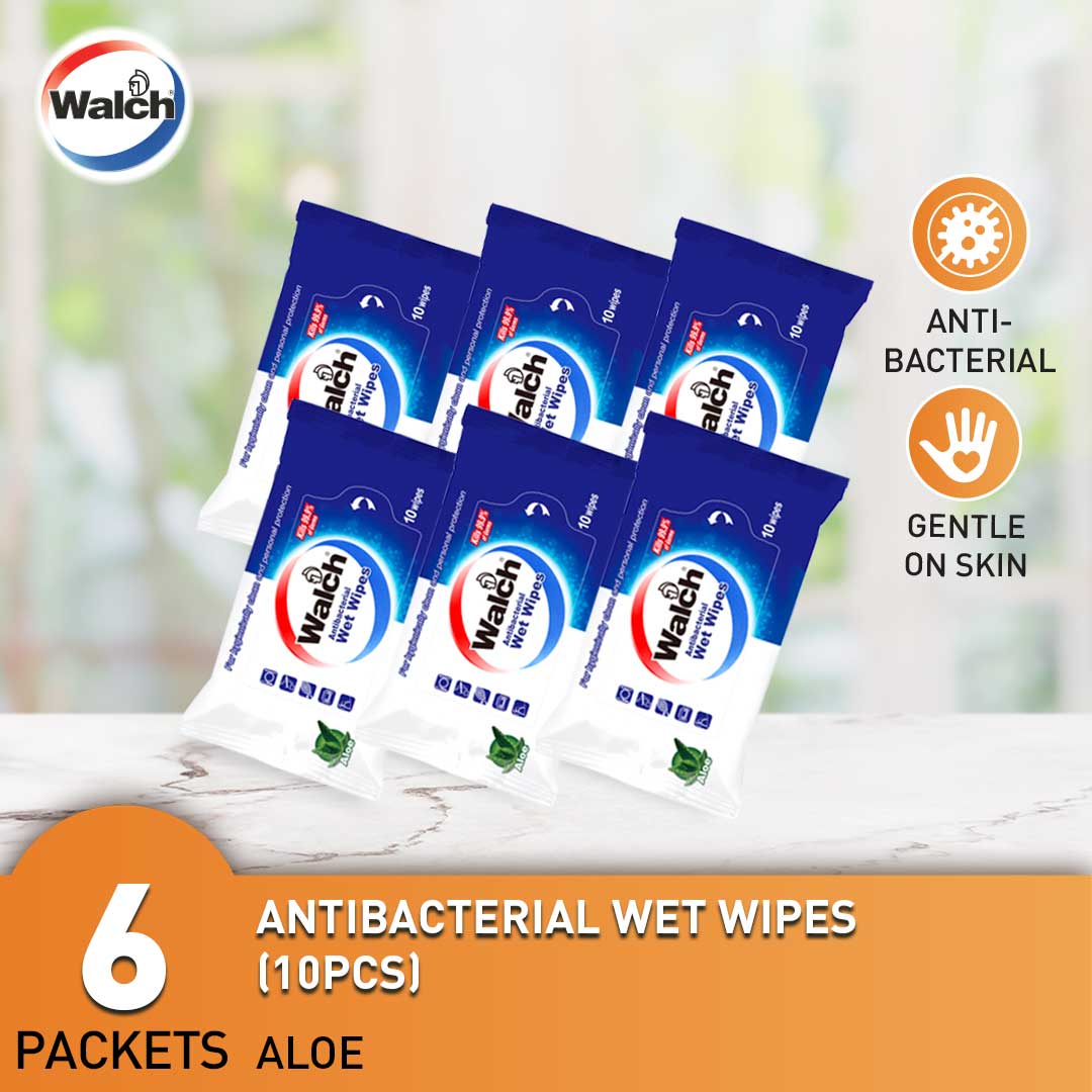 Buy Walch Antibacterial Wet Wipes Aloe Vera 10 Sheets x 6 Packets on