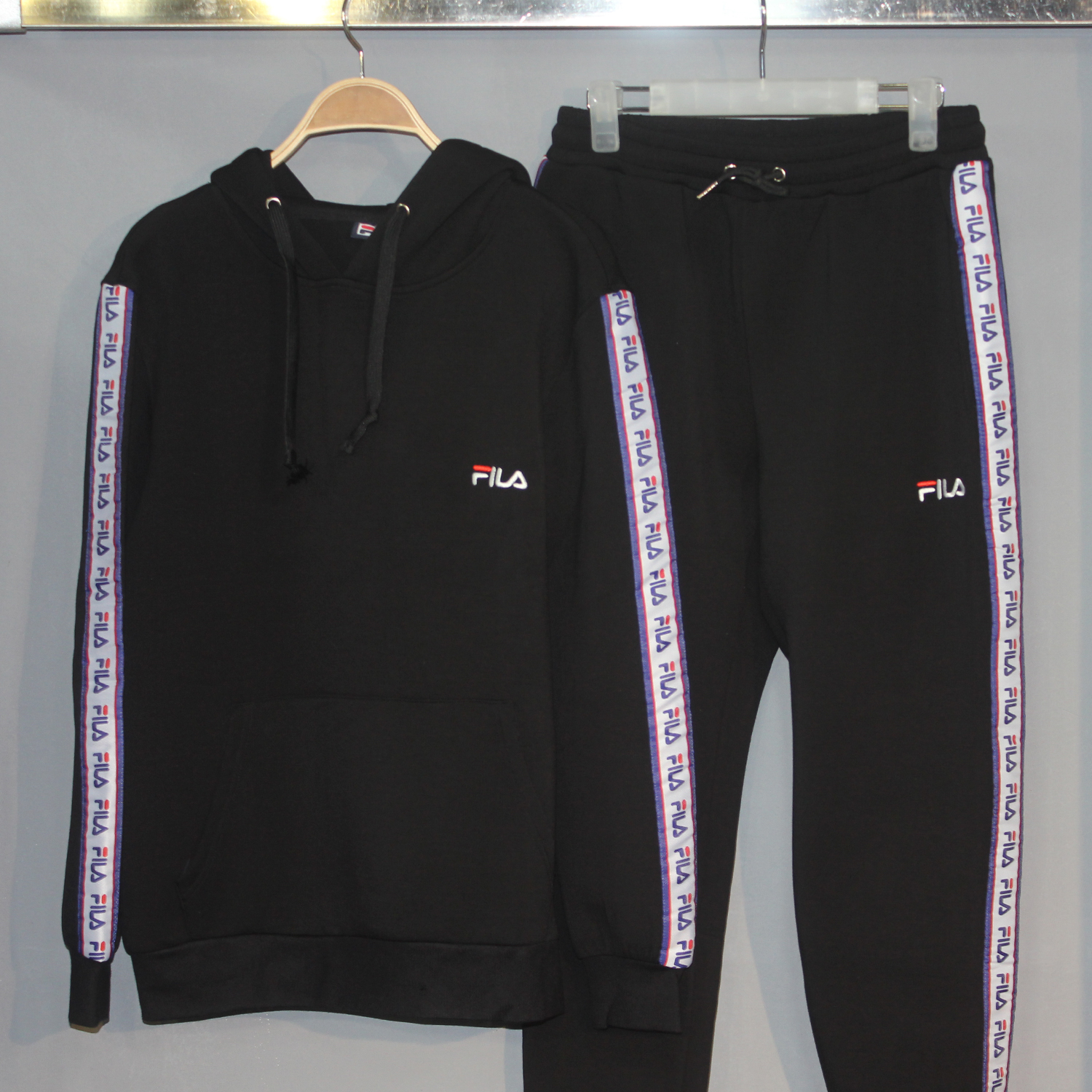fila sweatsuit mens black