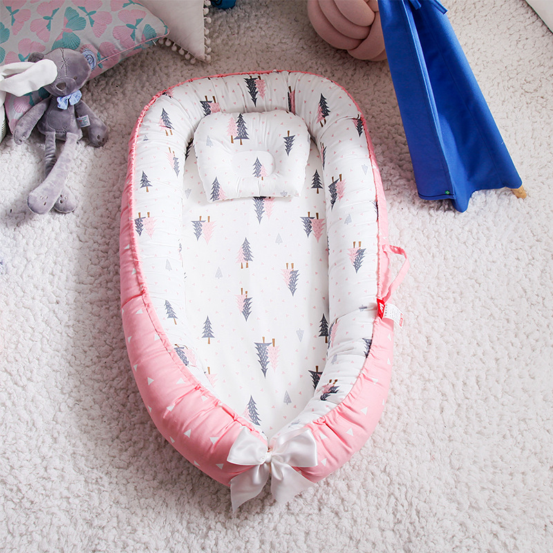Buy Baby Sleeping Nest With Pillow Cotton Washable Lounger Cot Bed