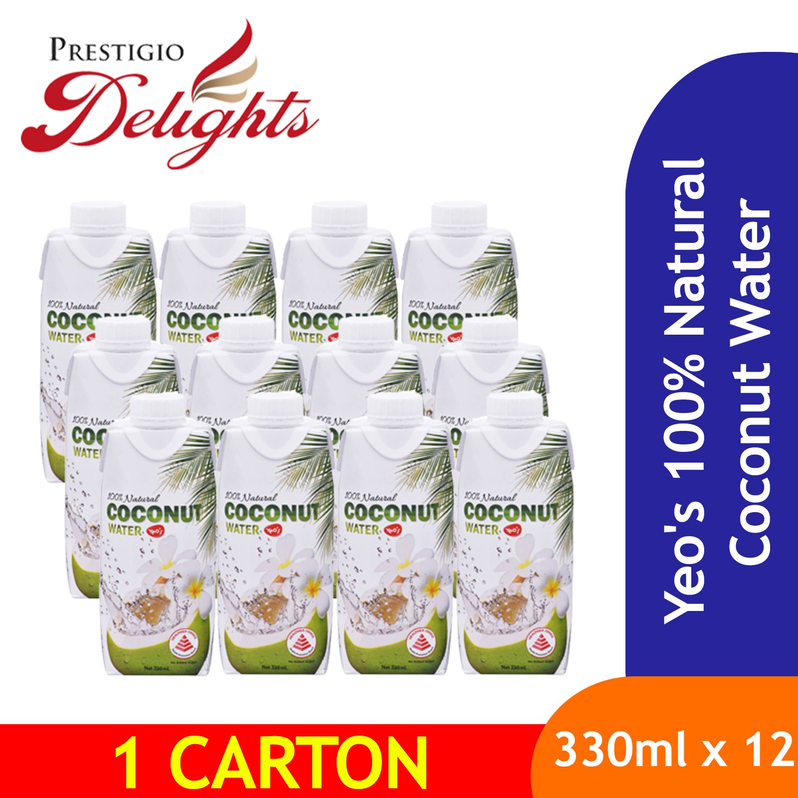 Buy Yeo's 100 Natural Coconut Water 330ml x 12 Packets on ezbuy SG