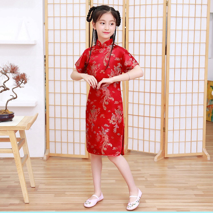 Buy Girl cheongsam summer new retro yang air improved princess skirt ...