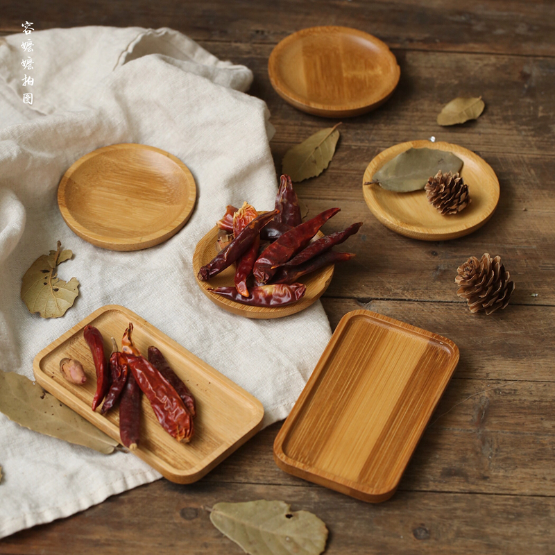 Buy Mini Bamboo round small dish shooting bamboo plate food Taobao 