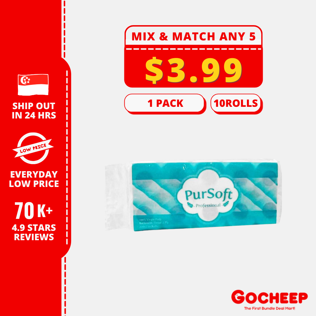 Buy (10rolls) Pursoft 2ply Professional Toilet Roll Paper Tissue Box