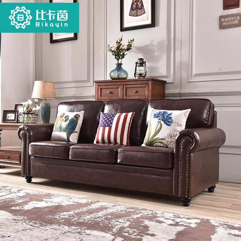 Buy American Leather Sofa Mediterranean Country Sofa Small Family Sized Three Person Living Room Sofa Combination On Ezbuy Sg