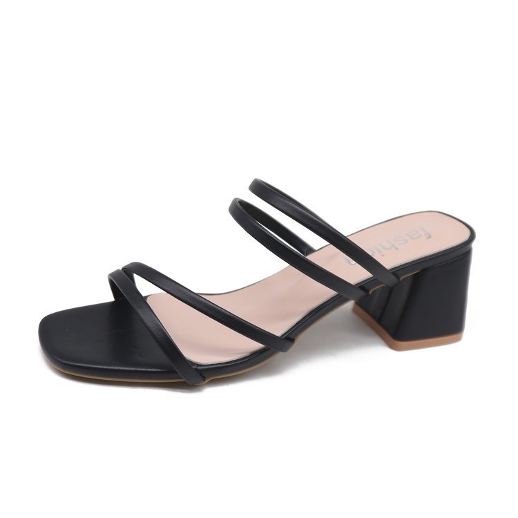 Buy Fine belt Sandals women's summer new Block Heel Sandals middle ...