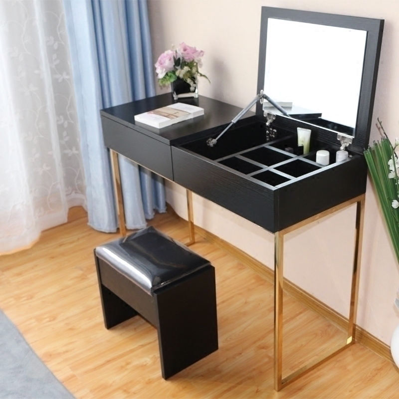 Buy Modern Minimalist Multi Function Black Dresser Desk Small Type