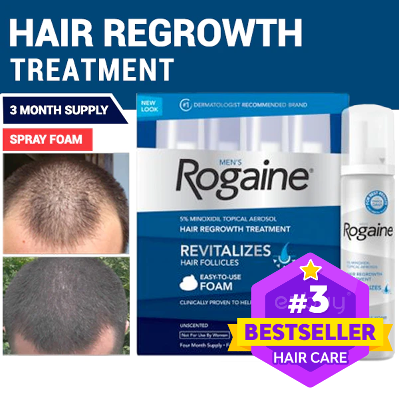 Buy (3Month Supply) Men's Rogaine Foam for Hair Loss and Hair Regrowth, Topical Treatment for