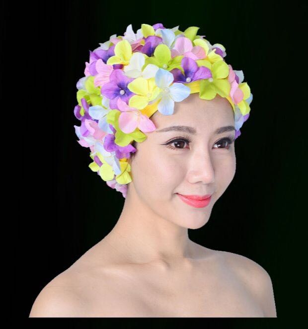 swim cap flowers