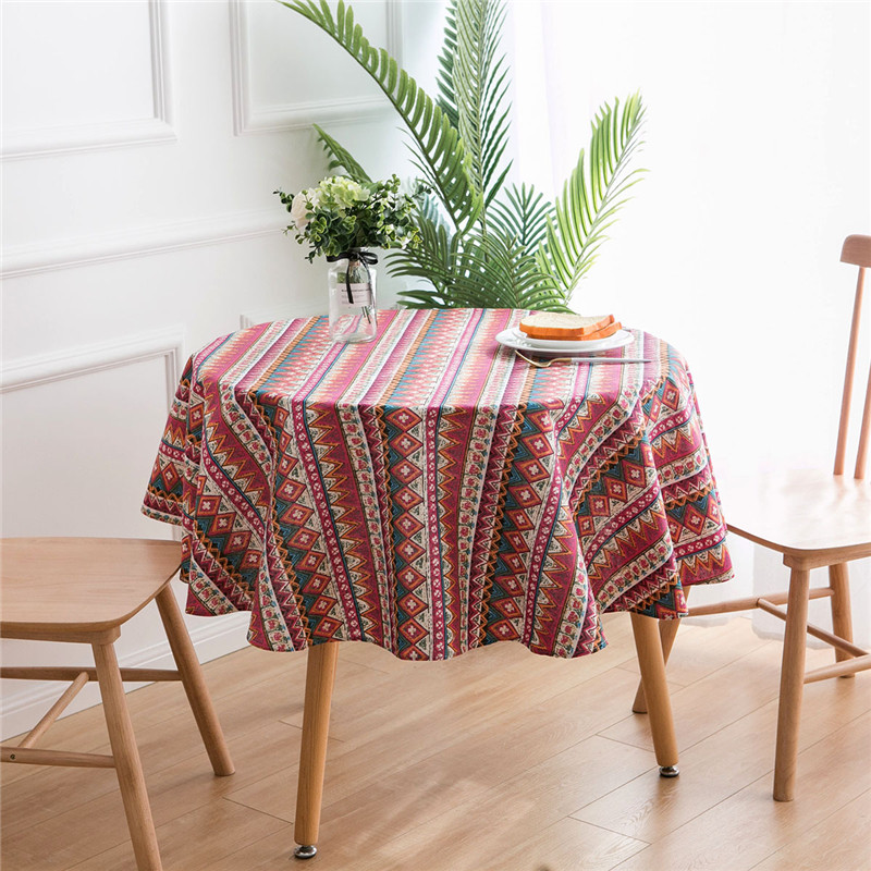 Buy Nordic gray elk print round tablecloth Christmas tree cotton linen