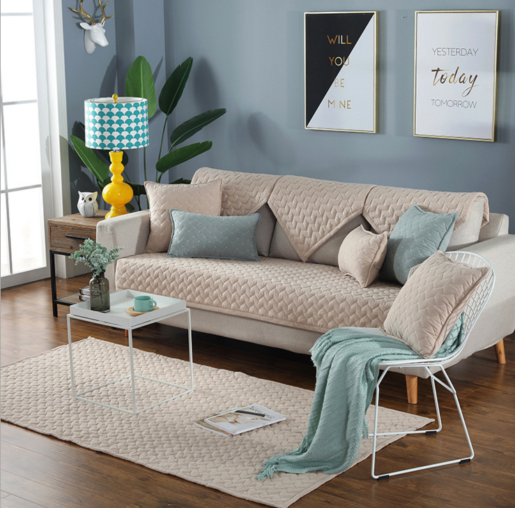 Buy Home Pure cotton sponge sofa Mat Four Seasons simple modern full