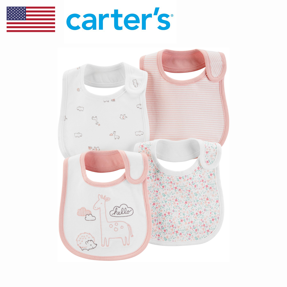 Buy Carter's Baby Girl 4Pack Giraffe Printed Teething Bibs on ezbuy SG