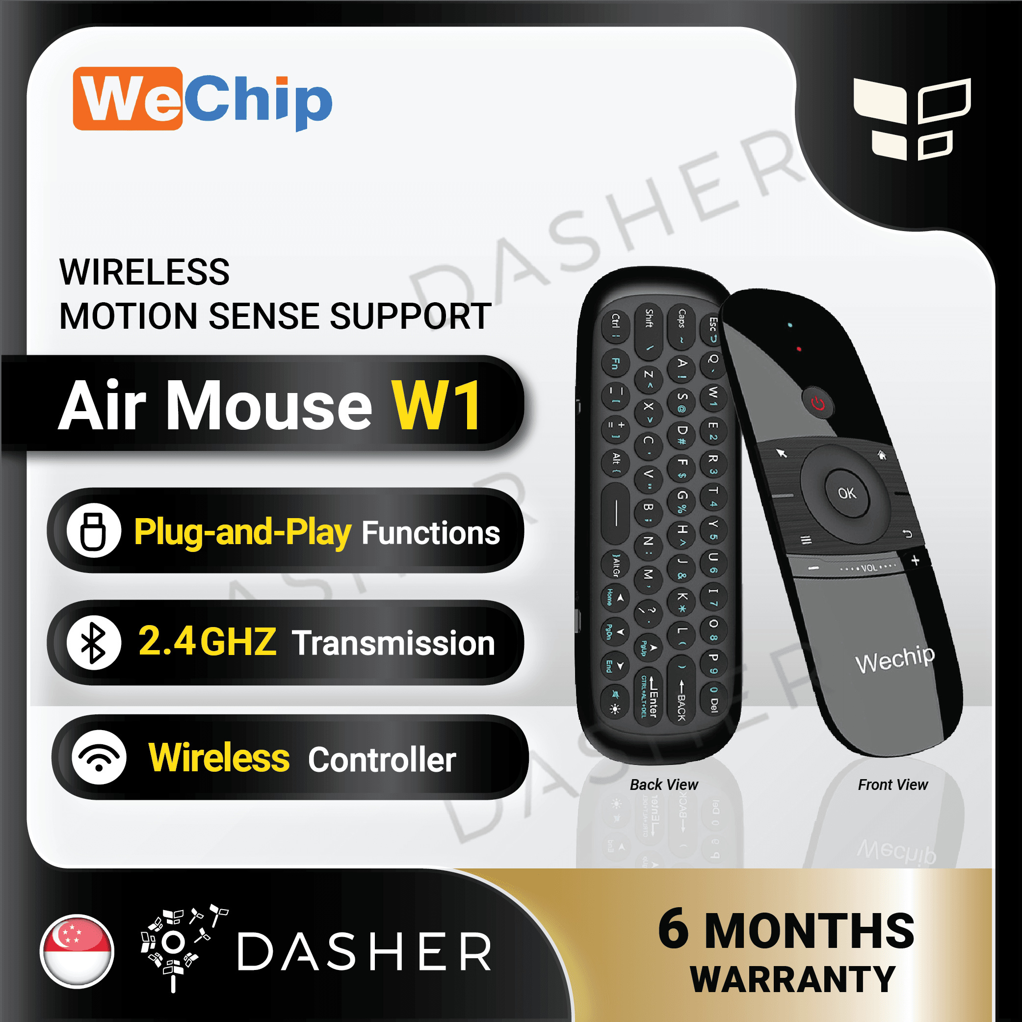 Buy Wechip W1 2.4G Air Mouse Wireless Keyboard Remote Control 6-Aixs ...