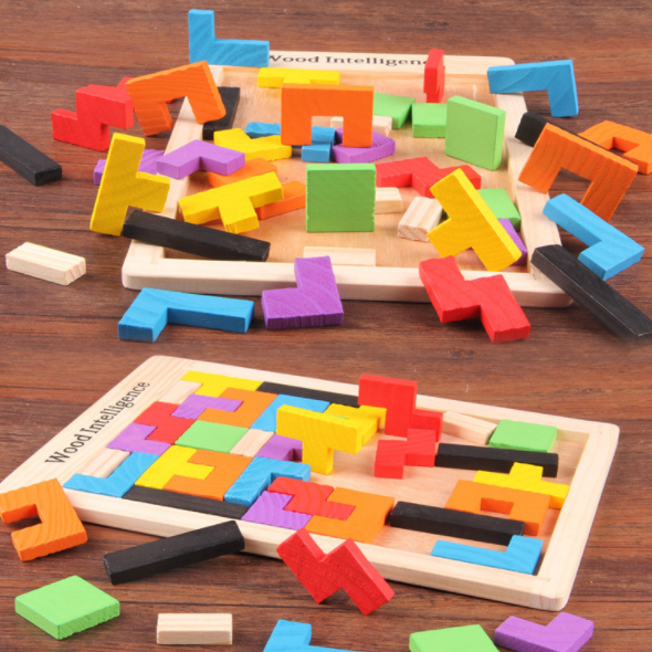 Buy Wooden Puzzel Blocks Bricks Wood Tetris Building Block Brick Board