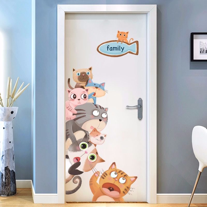 Buy Cute Cat Door Sticker Painting Room Dormitory Creative