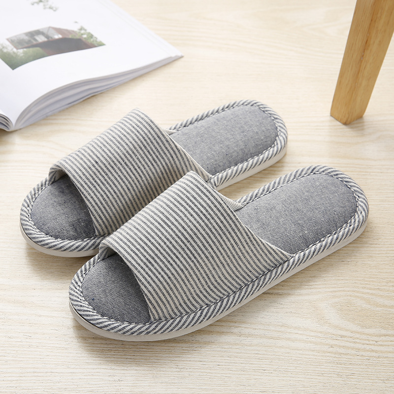 Buy Ayaka New Japanese couple striped home linen slippers male and ...
