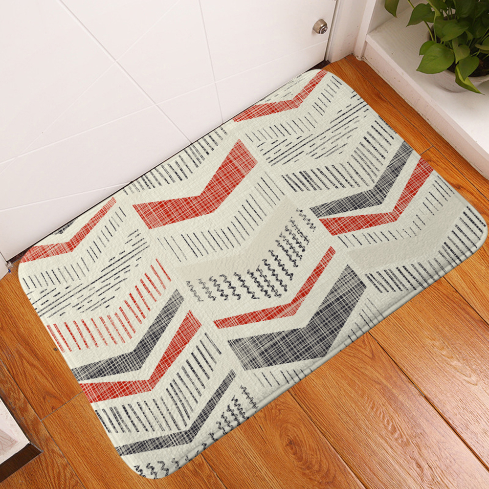 Buy Retro Geometry Flannel Door Mats Floor Bathroom Entrance Rug Mat
