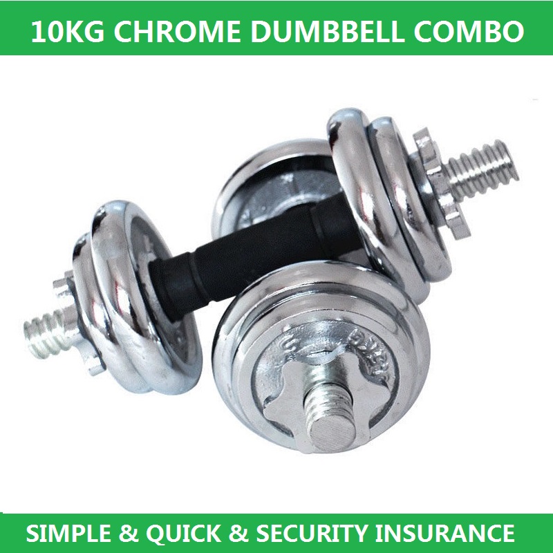 Buy PROMO / 10KG Chrome Dumbbell Combo/ GYM / Odorless Add On Extender Bar Fitness Workout