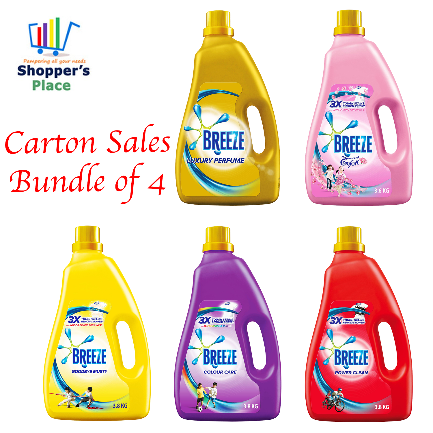 Buy 4 X Breeze Liquid Detergent 3.6kg/3.8kg (Carton Sales)Anti Bac