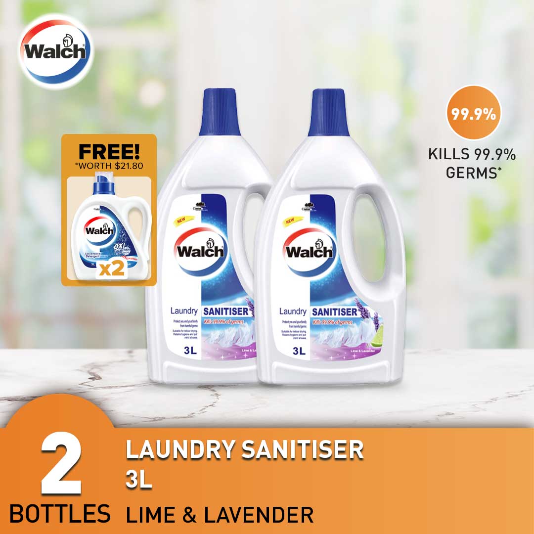 Buy Walch Laundry Sanitiser 3000ml x 2 Bottles + FREE Laundry Detergent