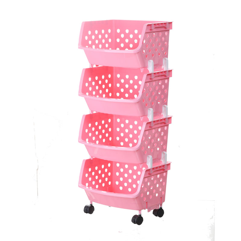Buy Kitchen vegetable rack storage rack with wheel thickened fruit basket floor storage rack4PCS