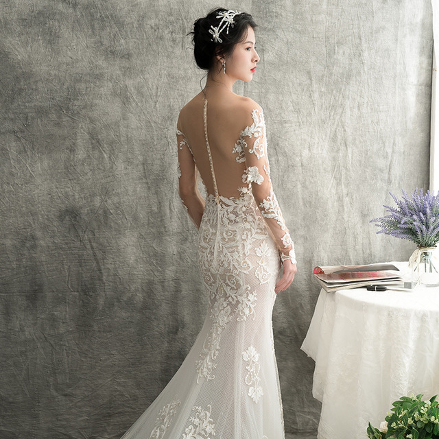 Buy W-Fashion wedding dress a word shoulder new Korean