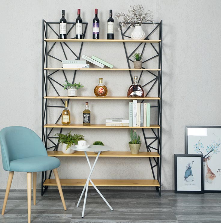 Buy Nordic Iron shelves partition screen rack solid wood floor shelf